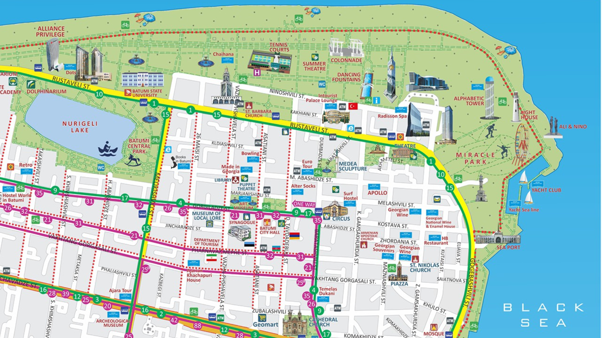 Карта батуми с достопримечательностями на русском
